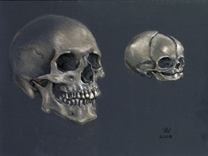 Skulls in goldpoint